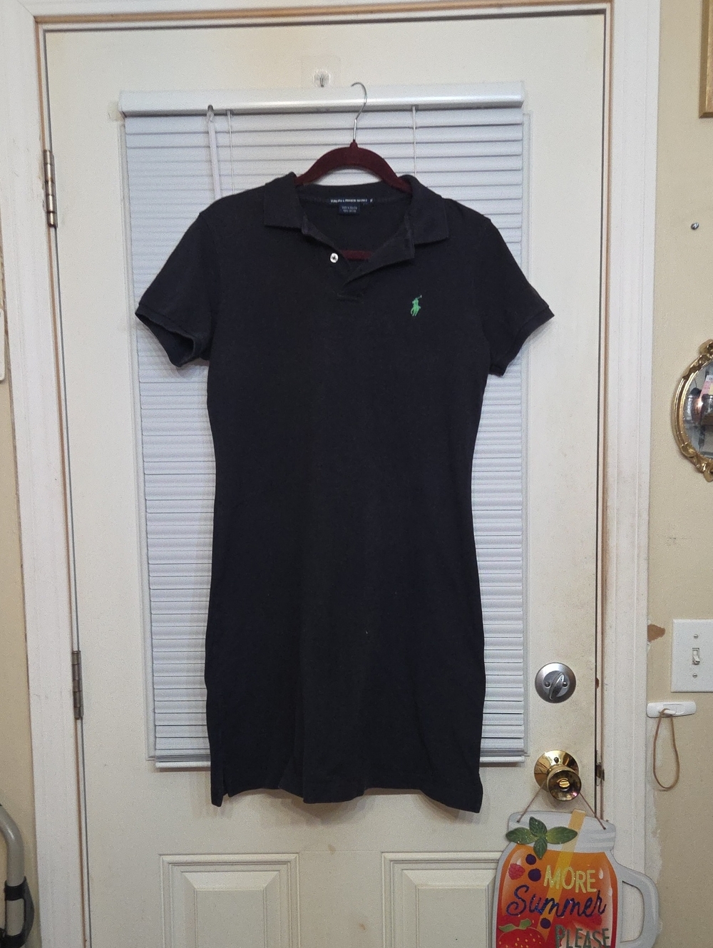 Ralph Lauren Navy Blue Polo Shirt Dress with Green Pony